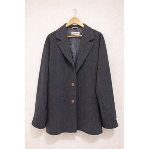 Max Mara 100% Virgin Wool Car Coat Made in Italy Charcoal Blazer Jacket Women 10